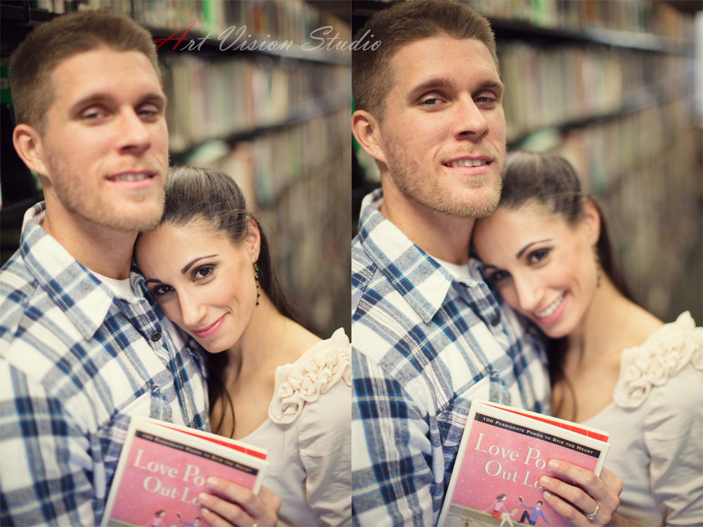 Library themed love photography session - Stamford, CT engagement photographer