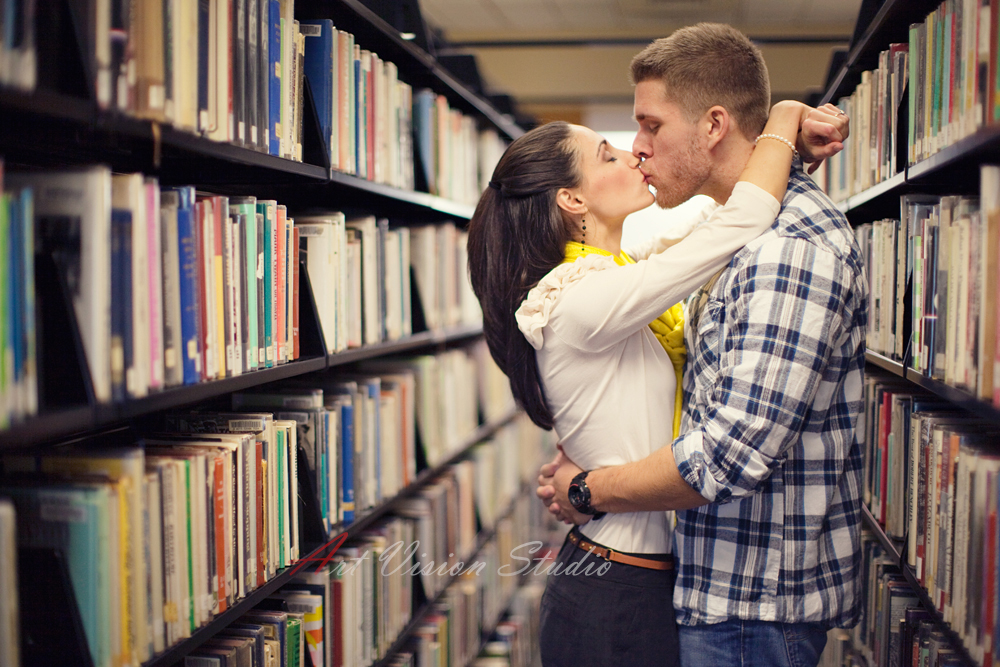 Library themed engagement photography session - Stamford, CT engagement photographer