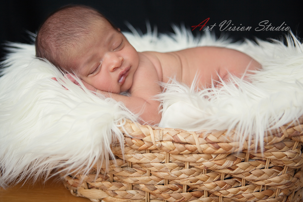 Stamford, CT Newborn baby in a basket photo